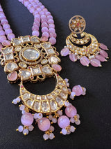 Handmade Statement Long Necklace in Tayani Kundan with Monalisa Beads | Kundan Jewelry | Bollywood Style Wedding Party Jewelry - Kaash