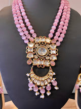 Handmade Statement Long Necklace in Tayani Kundan with Monalisa Beads | Kundan Jewelry | Bollywood Style Wedding Party Jewelry - Kaash