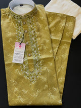 Handwork Kurta in Mehandi Green Color with Sequence and Embroidery Work - Kaash