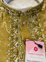 Handwork Kurta in Mehandi Green Color with Sequence and Embroidery Work - Kaash
