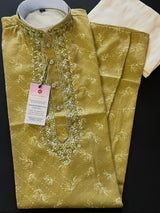 Handwork Kurta in Mehandi Green Color with Sequence and Embroidery Work | Silk blend Soft and Light Weight Kurta | Kurta Store - Kaash