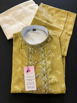 Handwork Kurta in Mehandi Green Color with Sequence and Embroidery Work | Silk blend Soft and Light Weight Kurta | Kurta Store - Kaash