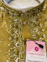 Handwork Kurta in Mehandi Green Color with Sequence and Embroidery Work | Silk blend Soft and Light Weight Kurta | Kurta Store - Kaash