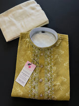 Handwork Kurta in Mehandi Green Color with Sequence and Embroidery Work | Silk blend Soft and Light Weight Kurta | Kurta Store - Kaash