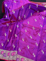 Handwoven Purple Color Pure Katan Silk Saree with Gold Zari Weave | Meenakari | Pure Silk Sarees | | SILK MARK CERTIFIED - Kaash