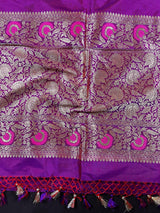 Silk Mark Certified Purple Pure Katan with Paithani Border saree in pure katan silk with paithani borders with meenakari pallu — Kaash Collection