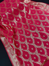 Hot Pink Banarasi Designer dupatta in banarasi silk (non-pure) with designer with gold zari — Kaash Collection