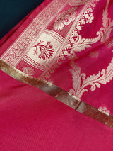 Hot Pink Banarasi Silk Designer Dupatta - Kaash