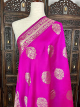 Hot Pink Silk with Big Buttas dupatta in silk with big buttas with grand borders — Kaash Collection