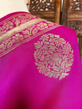 Hot Pink Silk with Big Buttas dupatta in silk with big buttas with grand borders — Kaash Collection
