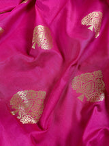 Hot Pink with Blue Traditional Banarasi Handloom Saree - Kaash
