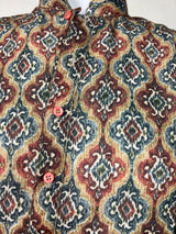 Ikkat Digital Printed Linen Silk Kurta with White Cotton Pajama - Kaash