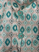 Ikkat Print Designer Multi-Color Soft Silk Jacket with Sequence Work in Teal Green | Jacket for Kurta | Groomsmen Wedding Jacket for Kurta - Kaash
