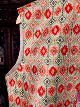 Ikkat Print Designer Multi-Color Soft Silk Jacket with Sequence Work | Jacket for Kurta | Groomsmen Wedding Jacket for Kurta - Kaash