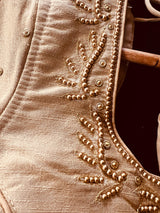 Light Gold Color Raw Silk Ready to Wear Blouse | Handwork Blouses | Padded Blouse | Size - 36 | Readymade Saree Blouses | Kaash Collection - Kaash