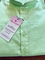 Light Green men's kurta pajama in linen cotton with simple summer-friendly weave — Kaash Collection