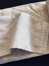 Light Grey men's kurta pajama in soft silk with buttas with small gold zari embossed — Kaash Collection