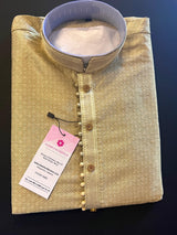 Light Mehndi Heena Green Silk Color Kurta Pajama Set with butti design on the Kurta | Kurta Pajama for Men | Men Ethnic Wear - Kaash