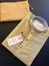 Light Mehndi Heena Green Silk Color Kurta Pajama Set with butti design on the Kurta | Kurta Pajama for Men | Men Ethnic Wear - Kaash