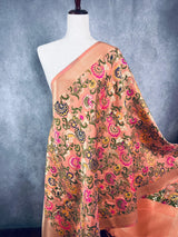 Light Peach Paithani Semi Banarasi dupatta in banarasi semi soft silk with paithani-style floral with meenakari — Kaash Collection