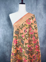 Light Peach Paithani Semi Banarasi dupatta in banarasi semi soft silk with paithani-style floral with meenakari — Kaash Collection