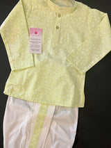 Light Pista Green Infant Cotton Dhoti 2-piece kurta pajama set for boys with cotton dhoti set for infants — Kaash Collection
