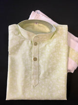 Light Pista Green Infant Cotton Dhoti 2-piece kurta pajama set for boys with cotton dhoti set for infants — Kaash Collection