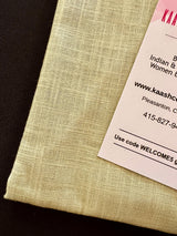 Light Pista Green Color Linen Cotton Kurta Pajama for Men with White Pajama - Kaash