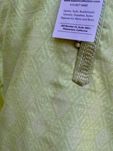 Lime Color Silk Men Kurta Pajama with Weave Work | Designer Men Kurta Pajama Set | Kurta Pajama Set in USA | Kaash Collection - Kaash