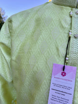 Lime Color Silk Men Kurta Pajama with Weave Work | Designer Men Kurta Pajama Set | Kurta Pajama Set in USA | Kaash Collection - Kaash