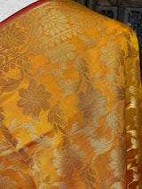 Mango Yellow Double-Tone Soft Silk dupatta in soft silk (non-pure) with double-tone with zari weaving — Kaash Collection