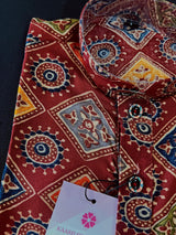 Maroon Bandhej Style Kurta Color Premium Cotton Silk Kurta Pajama Set with Digital Prints | Cotton Kids Kurtas - Kaash