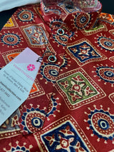 Maroon Bandhej Style Kurta Color Premium Cotton Silk Kurta Pajama Set with Digital Prints | Cotton Kids Kurtas - Kaash