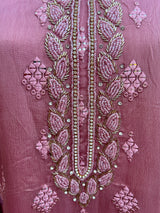 Mauve Color 3pcs Suit in Silk material with Chiffon Dupatta. - Kaash