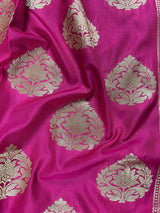 Mauve Pink Traditional Banarasi Handloom Saree in Banarasi Silk with Muted Gold Zari Weaving - Muted Gold Buttas - Grand Pallu - Kaash