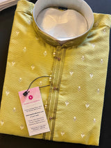 Mehndi Green Heena Green Color Jute Silk Men Kurta Pajama with Weave Work | Designer Men Kurta Pajama Set | Kurta Pajama Set in USA - Kaash