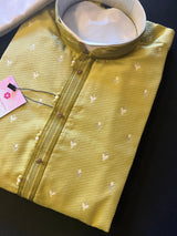 Mehndi Green Heena Green Color Jute Silk Men Kurta Pajama with Weave Work | Designer Men Kurta Pajama Set | Kurta Pajama Set in USA - Kaash