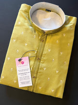 Mehndi Green Heena Green Color Jute Silk Men Kurta Pajama with Weave Work | Designer Men Kurta Pajama Set | Kurta Pajama Set in USA - Kaash