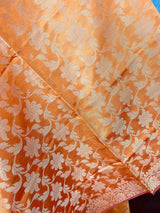 Mustard Orange Banarasi Soft Silk dupatta in soft silk (non-pure) with muted gold zari weaving — Kaash Collection