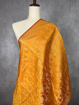 Mustard Orange Banarasi Silk Dupatta with Muted Gold Zari Weaved Dupatta | Light Weight Dupatta| Benarasi Dupatta | Gift For Her | Kaash - Kaash