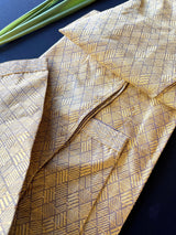 Mustard Yellow and Grey designer Men Kurta Pajama Set with tiny Sequin Work | Self Embroidered Material | Designer Mens Wear | Kurta Store - Kaash