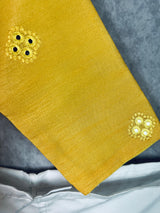 Mustard Yellow Boys Kurta Pajama Set in Soft Raw Silk with Lining | Embroidery Work | Boys Wedding Wear Kurta Sets | Kurta Pajama for Boys - Kaash