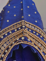 Navy Blue Color Raw Silk Ready to Wear Blouse - Kaash