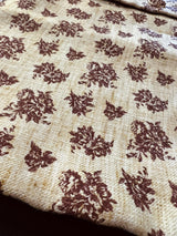 Off White men's Nehru/Modi jacket in jute soft silk with brown floral prints — Kaash Collection
