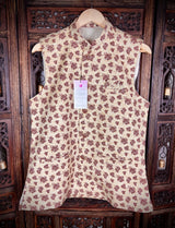 Off White Modi Nehru Jacket For Men with Floral Prints | Waist Coat | Jacket for Kurta | Gift For Him | Wedding Kurta | Kaash Collection - Kaash