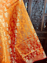 Orange Double-Tone Soft Silk dupatta in soft silk (non-pure) with double-tone with zari weaving — Kaash Collection