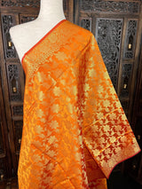 Orange Double-Tone Soft Silk dupatta in soft silk (non-pure) with double-tone with zari weaving — Kaash Collection