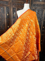 Orange Double-Tone Soft Silk dupatta in soft silk (non-pure) with double-tone with zari weaving — Kaash Collection