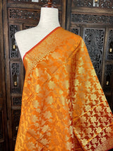 Orange Double-Tone Soft Silk dupatta in soft silk (non-pure) with double-tone with zari weaving — Kaash Collection