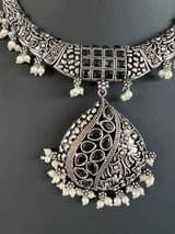 Oxidized Jewelry | Necklace with earrings | Oxidized indian jewelry with Stones | Oxidized German Silver Jewelry for women | Indian Jewelry - Kaash